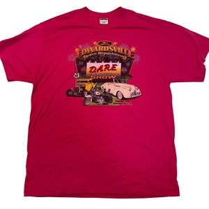 Jerzees Mens Edwardsville DARE Car‎ Show Graphic T-Shirt Pink XL 2011 Route 66